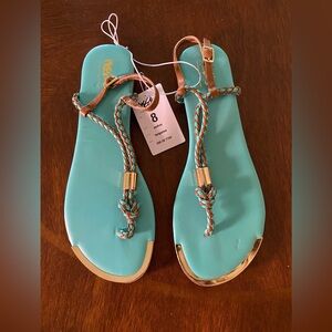 MOSSIMO Audrey Braided Strap Sandal Teal Gold